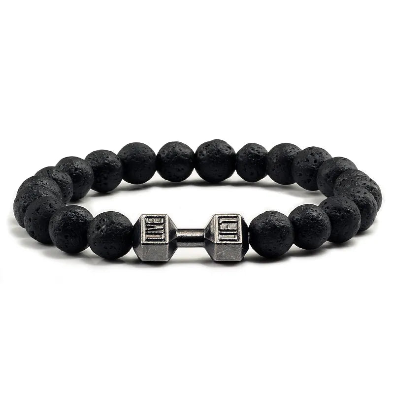 Pulseira Masculina Pedra Vulcânica Importada