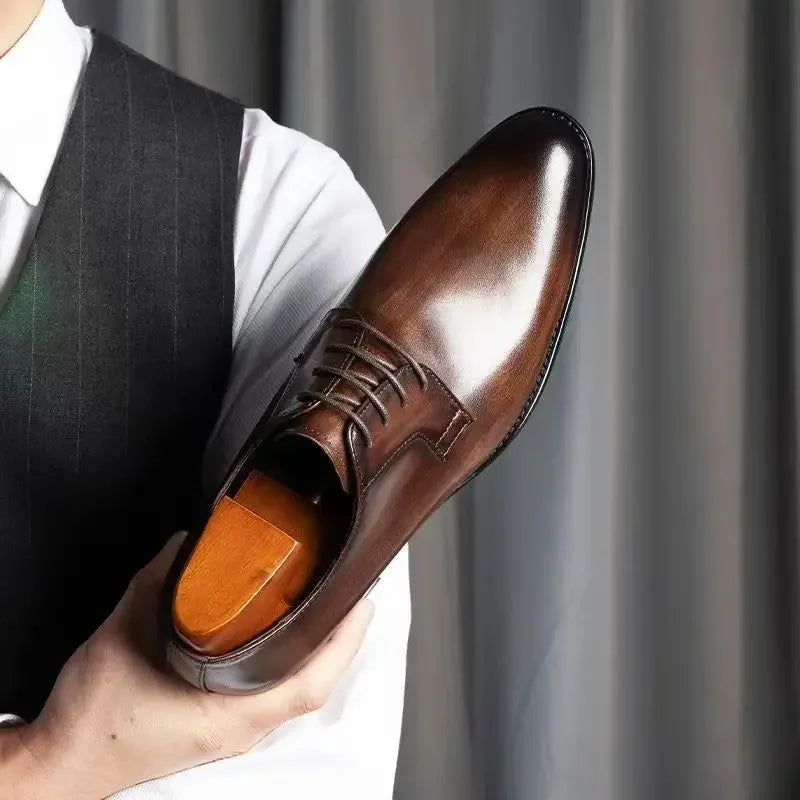 Sapatos de couro masculino de luxo de alta qualidade Oxford