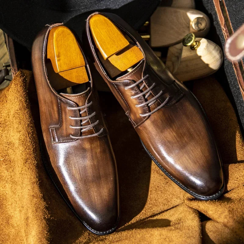 Sapatos de couro masculino de luxo de alta qualidade Oxford