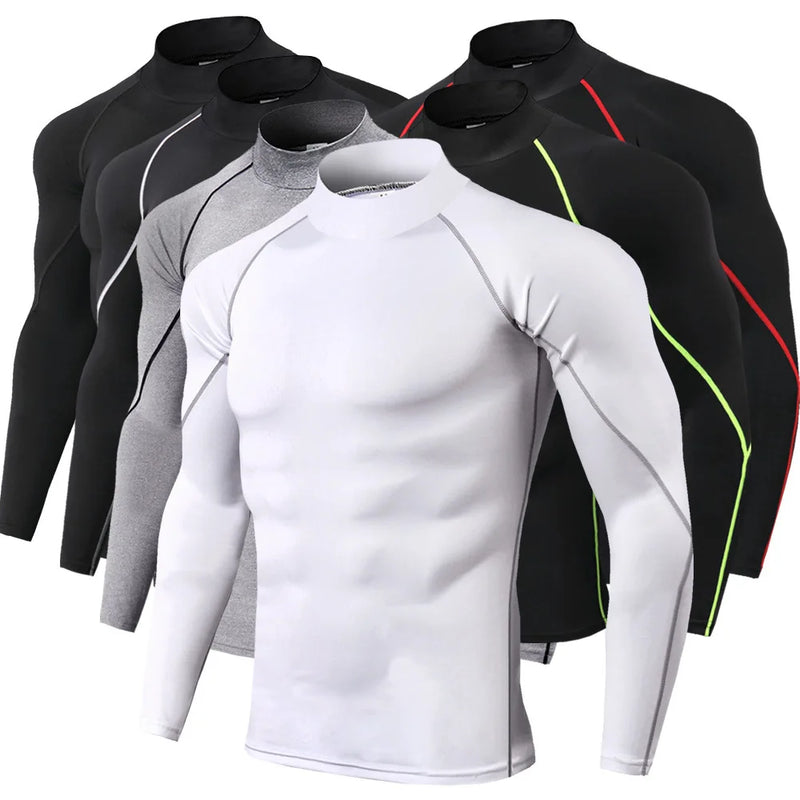 Homens Esporte T-shirt Quick Dry Musculação Running Shirt Manga Longa Compressão